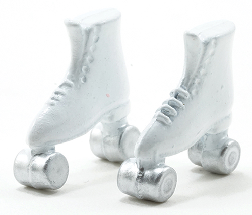 Dollhouse Miniature White Roller Skates